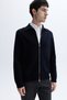 Men's Black Stand Collar Double Zipper Cardigan