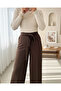 Elastic Waist Tied Wide Leg Trousers -K. Coffee