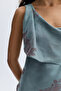 Women's Mint Green Jacquard Patterned Sleeveless Slit Long Dress - 6