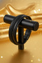Men's Black Bracelet Genuine Leather Straw Knitted - 2