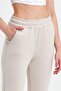Women's Three Thread Knitted Sweatpants with Elastic Waist and Leg Legs Jogger Ecru - 4