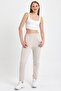 Women's Three Thread Knitted Sweatpants with Elastic Waist and Leg Legs Jogger Ecru - 2