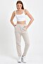 Women's Three Thread Knitted Sweatpants with Elastic Waist and Leg Legs Jogger Ecru - 5