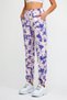 Women's Three Thread Knitted Sweatpants with Elastic Waist and Leg Legs Jogger Ecru Lilac