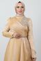 Eliza Hijab Evening Dress Gold - 6