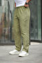 Men's Elastic Waist Loose Green Linen Baggy Trousers - 2