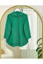 Long Buttoned Back Poplin Shirt - Green - 7
