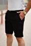 Men's Knitted Gabardine Pocket Tight Stretchy Black Capri Shorts - 2