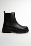 Women's Daily Rubber Detail Zippered Thick Non-Slip Sole Black Leather Boots Postal 7444 - 8
