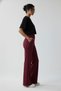 Burgundy High Waist Wide Leg Palazzo Pants – Flexible Textured Fabric, Flowy Wide Leg - 4