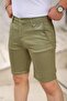 Men's Knitted Gabardine Tight Stretchy Khaki Capri Shorts with Pockets - 2