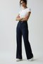 Navy Blue High Waist Wide Leg Palazzo Pants – Stretchy Textured Fabric, Wide Leg - 3