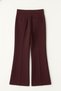 Burgundy High Waist Wide Leg Palazzo Pants – Flexible Textured Fabric, Flowy Wide Leg - 7