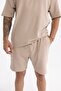 Twist Fabric Polo Collar Shorts T-Shirt Set - 2