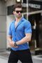 Men's Summer Lycra Slim Fit Shirt Collar Short Sleeve Shirt