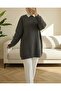 Yürüme Knitwear Diamond Patterned Knitwear Tunic - Smoked