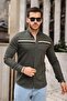 Men's Slim Fit Striped Long Sleeve Tight Khaki Denim Shirt - 4