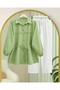 Stoned Buttoned Waist Tie Lace Detailed Shirt -A.Green - 4