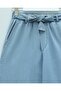 Elastic Waist Belted Jeans with Pockets - Ice Blue - 4