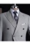 Italian Style Double Breasted Jacket Pants Suit Anthracite T14024 - 2