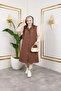 Hooded Quilted Brown Vest with Weapon Detail - 3