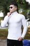 Men's White Turtleneck Knitwear Sweater - 2