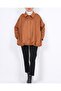 Shoulder Epaulettes, Front Zipper, Lined Suede Jacket - Tan - 3