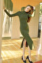 Women's Inject Patterned Ribbed Camisole Dress Khaki - 4