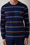 Navy Blue Men's Striped Jogger Pajama Set - 5