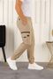 Men's Cargo Pocket Zipper Detailed Jogger Cream Parachute Pants - 5