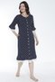 Women's Cotton Modal Fabric Navy Blue Polka Dot Summer Dress 7825 - 4