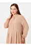 Judge Collar Button Detailed Plus Size Aerobin Dress - Beige - Alia - 3
