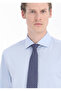 Light Blue Plain Regular Fit Woven Classic Cotton Blend Shirt - 5