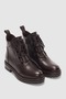 Matilda Genuine Leather Women's Zippered Boots with Lacing Accessories - Brown - 3