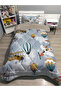 Welsoft Fluffy Double-Sided Airplanes and Balloons Patterned Single Duvet Sleeping Set