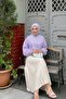 Women's Stylish Pleated Long Skirt Cream - 4