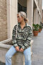 Women's Oversized Plaid Woven Shirt Jacket– Green Black