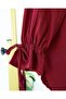Top Buttoned Sleeve Lace-Up Crinkle Suit - Burgundy - 5