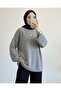 Pompom Textured Casual Knit Sweater - Gray - 4