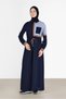 3-COLOR CREPE DRESS WITH BANDED WAIST 42219