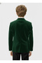 Boy's Velvet Green Single Blazer Jacket - 2