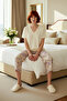Women's Floral Capri Pajama Set Comfortable Knitted Fabric Quality Craftsmanship Special Design and Stylish - 4
