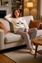 Women's Cotton Long Sleeve Striped Pajamas Set Casual Home Wear Set Modern Style Use