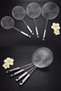 Steel Strainer Metal Handle Vegetable French Fry Oil Strainer Wire Ladle 4-Piece Serving Set - 3