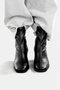 Women's Black Square Toe Thick Heeled Stretch Boots - 3