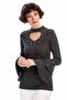 8490960 Yumoş Collar Sleeve Pearl Ruffle Blouse Black