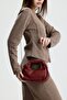 Women's Mini Clutch Braided Handbag Claret Red - 3