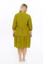 Apsen Women's Khaki Plus Size V-Neck Buttoned Skirt with Ruffles Midi Length Linen Dress 4483/105 - 5