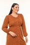 Apsen Women's Tan Long Sleeve Elastic Waist Button Detailed Knit Dress 4482-105 - 2