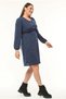 Apsen Women's Navy Blue Long Sleeve Elastic Waist Button Detailed Knit Dress 4482-105 - 6